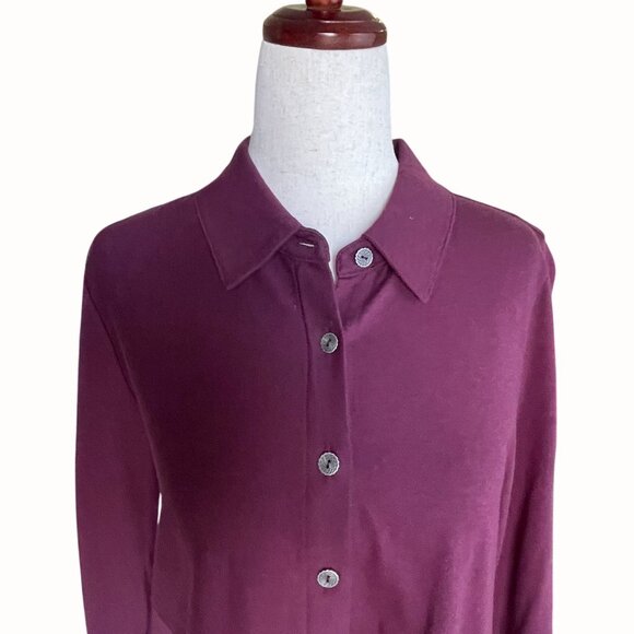Soft Surroundings Plum Santa Barbara Brushed Jersey Button Front Tunic Top XS - Picture 3 of 6
